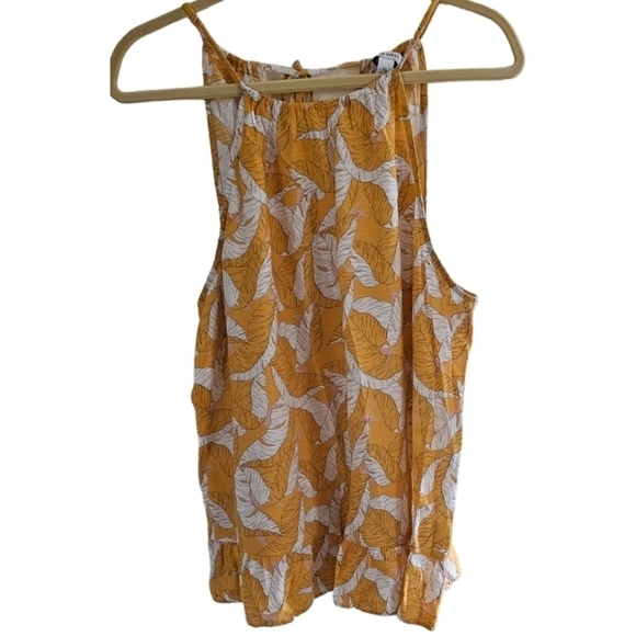 Nine West Yellow Leaf Print Sleeveless Blouse Tank XL - Picture 6 of 9